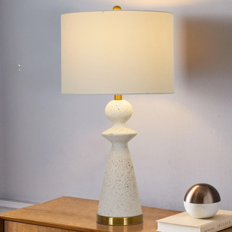 Contemporary Luxury Nature Stone Floor Lamps Creativity LED Fabric Table Light for Living Room Bedroom Study Villa Hotel Bedside