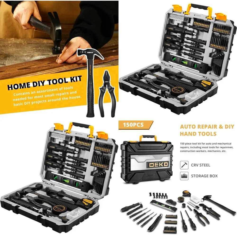 

Complete 150-Piece Home Tool Kit with Plastic Case for DIY Projects and Maintenance