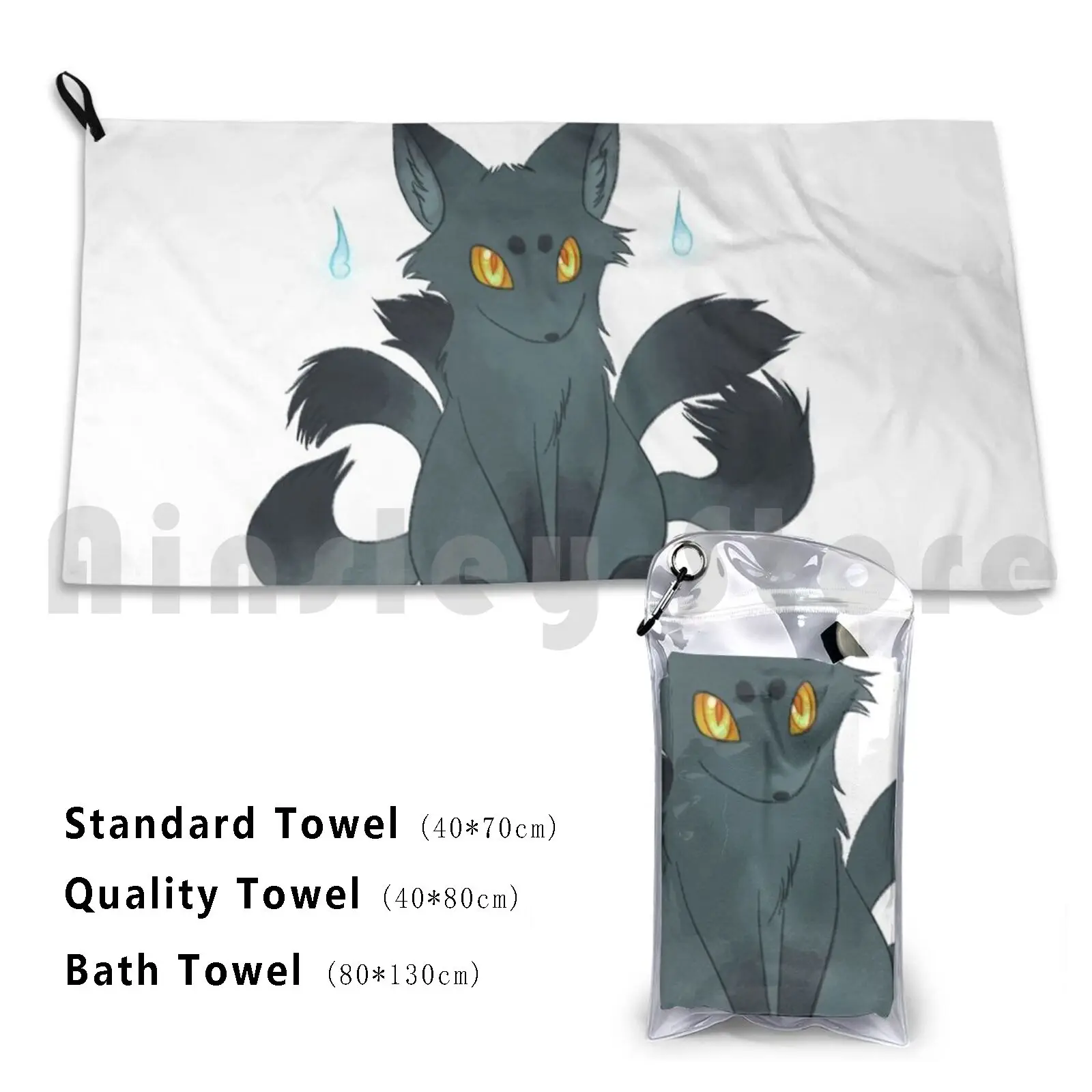 Fade The Kitsune Bath Towel Beach Cushion Kitsune Fox Yokai Spirit Fire Canine