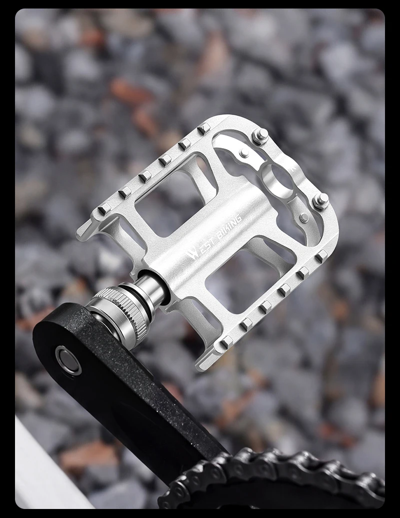 WEST BIKING Fahrradpedale mit Schnellspanner, Aluminiumlegierung, 3 abgedichtete Lager, rutschfest, 14 mm Cr-Mo-Achse, leichte MTB- und Rennradpedale – Detail 23