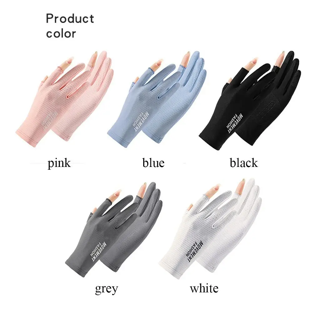 Thin Sunscreen Gloves Fashion Ice Silk Slip Resistant Sun Protection Gloves Elastic Anti-UV Mittens Summer Spring