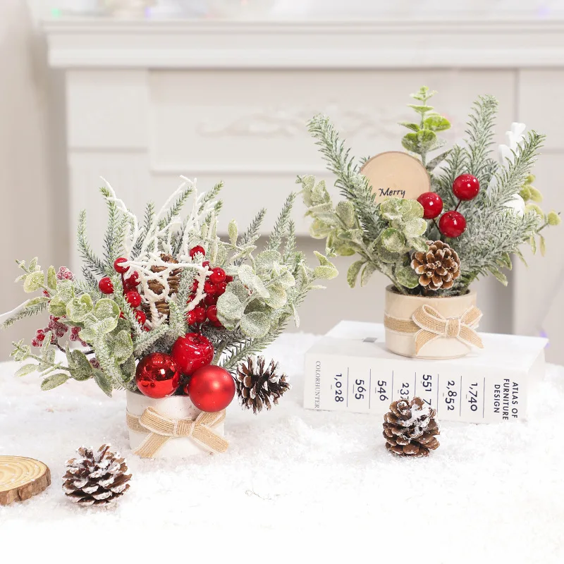 

Mini Christmas Tree Decorations Tabletop Christmas Flower Pot Plants Decorative Ornaments Ideal Gifts for The Festive Season