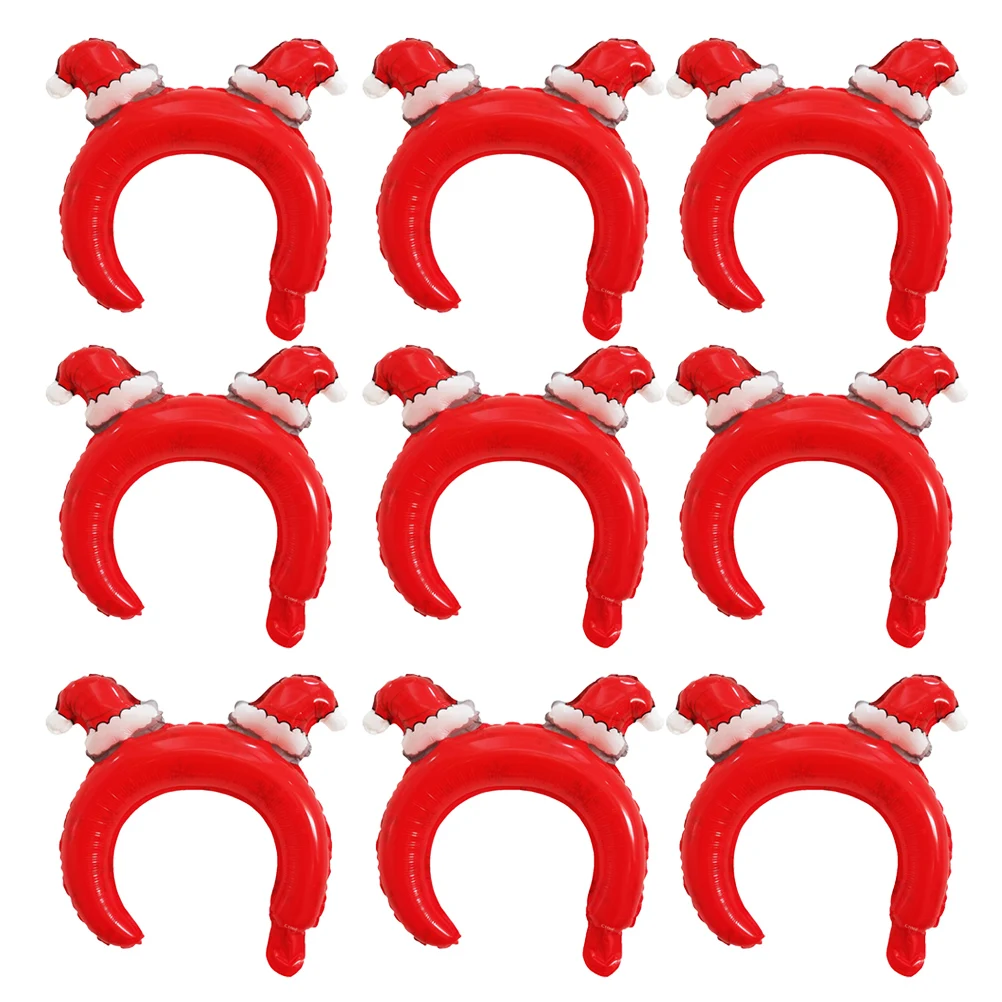 

24 Pcs Christmas Hat Headband Balloon Set Foil Headbands Santa Aluminum Film Xmas Unique