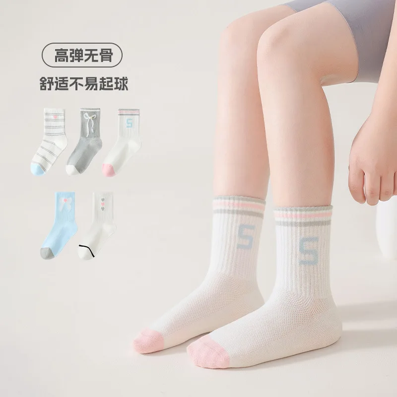 

Носки для девочек на весну и лето, дети среднего и старшего возраста, маленькая девочка, корейская версия, принцесса, любовь для маленьких детей, летняя средняя ванна