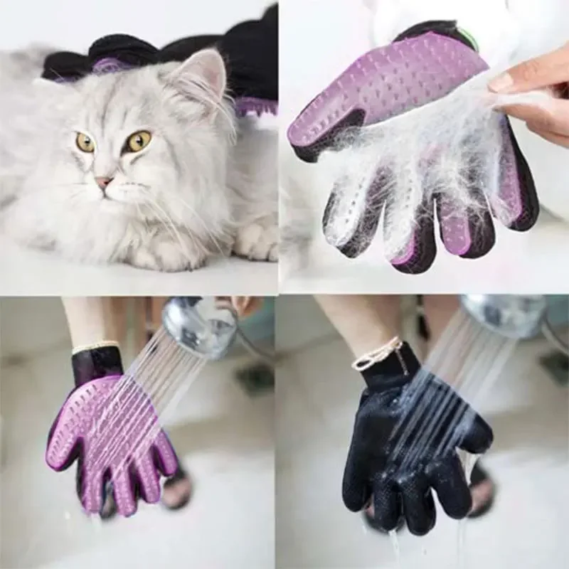 ถุงมือสัตว์เลี้ยงสำหรับสุนัขแมวกรูมมิ่งถุงมือแมวผม deshedding แปรงสัตว์เลี้ยงอาบน้ำผม Remover สะอาดแปรงนวดสุนัขกรูมมิ่งอุปกรณ์