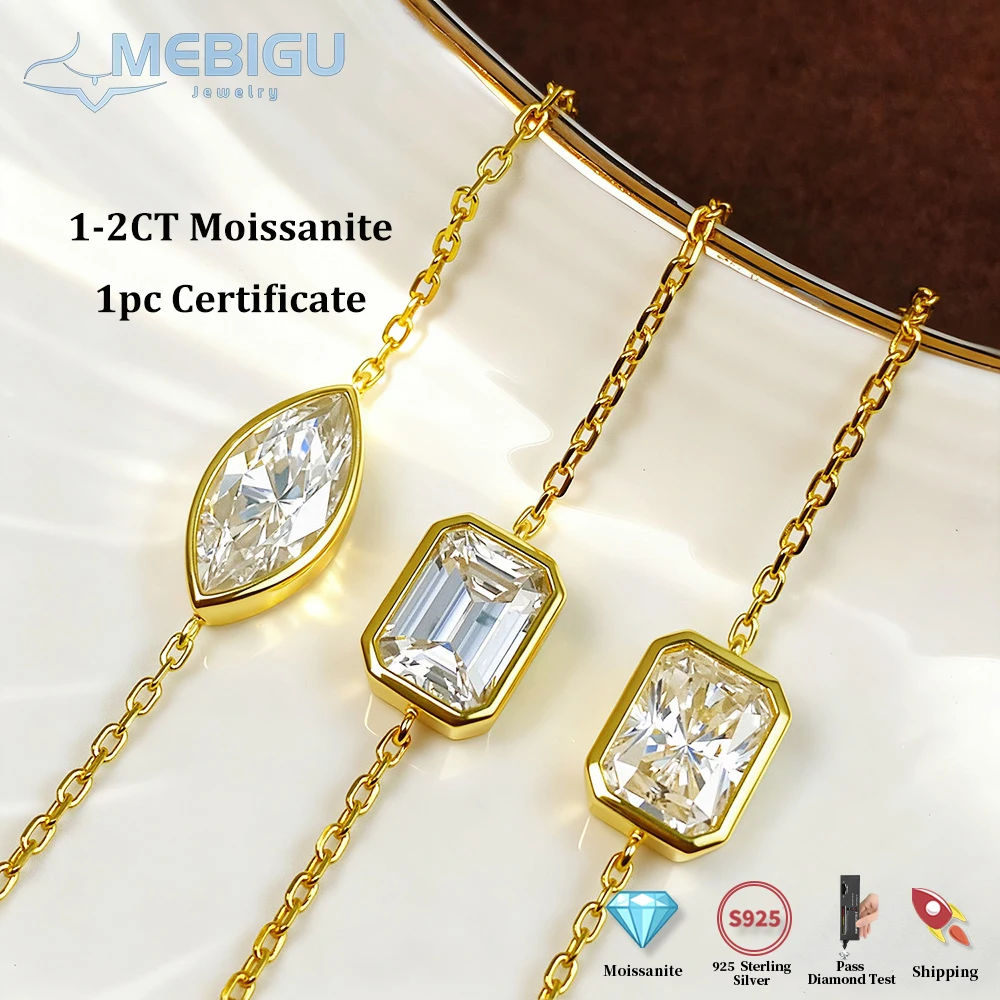 

Mebigu 1CT 2CT браслет с муассанитом и пасьянсом в форме маркизы, женский браслет s925, серебряный ободок в форме груши, вечерние браслеты на запястье