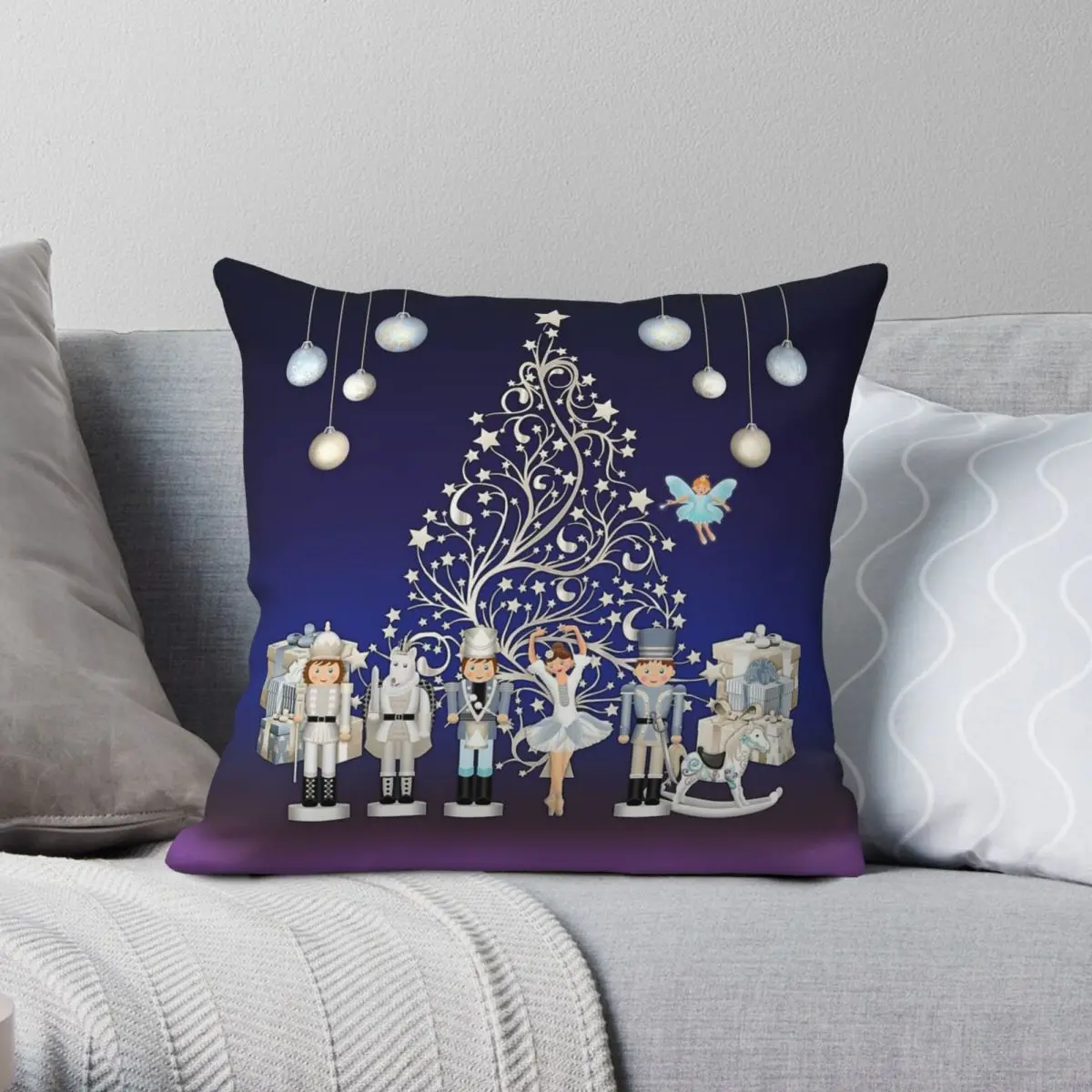 Nutcracker Christmas Special Square Pillowcase Polyester Linen Velvet Creative Decorative Throw Pillow Case Sofa Cushion Cover