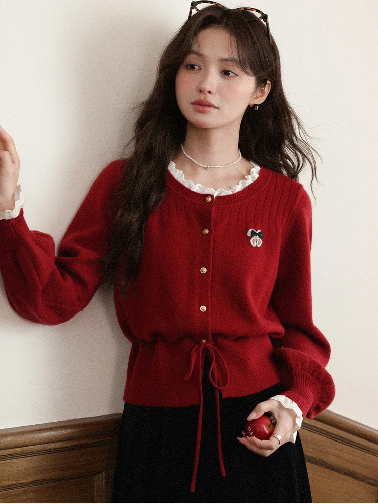 

Новый элегантный женский вязаный кардиган с длинными рукавами, свободный крой, осенне-зимний топ, цвет белый чай