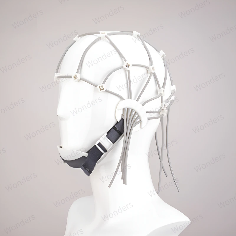 EEG Elastic Net Cap Compatible with Bridge Electrodes Silicone Brainwave Head Cap with Chin Strap Comfortable EEG Head Capture