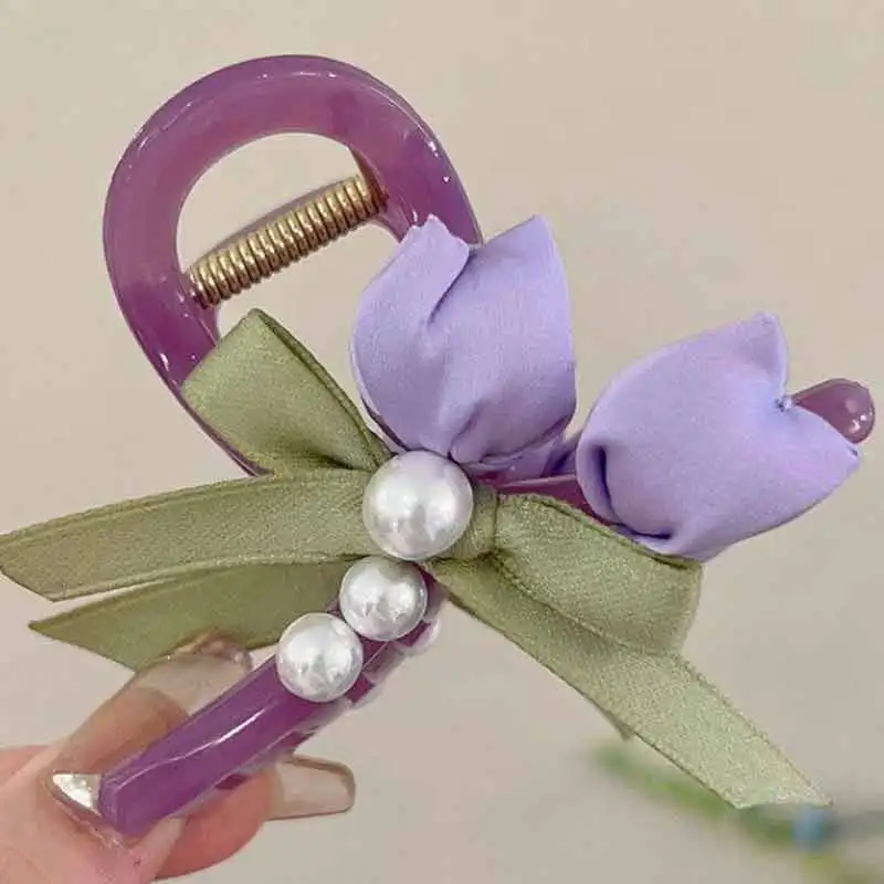 1pcs  Super Fairy Tulip Summer Shark Clip High-End Korean Style Women's Hairpin Grab Clip for Women