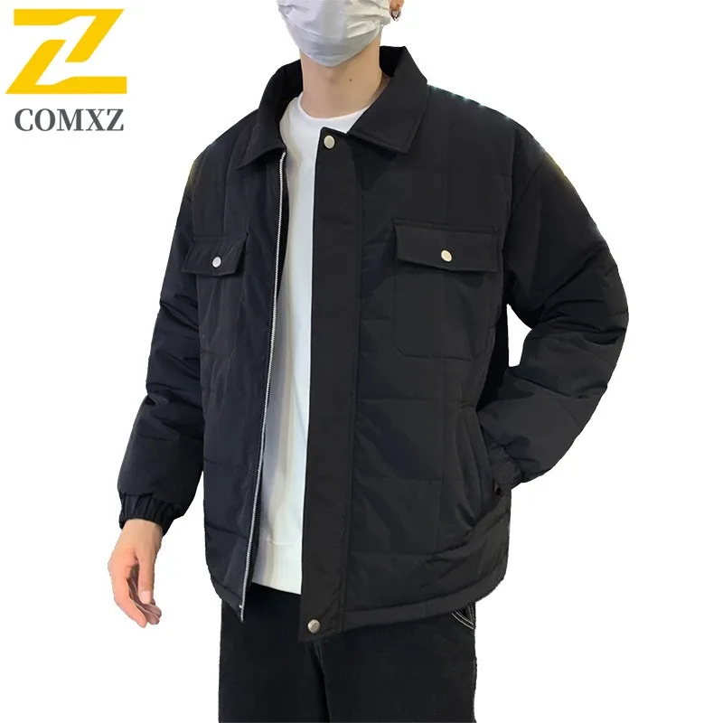 COMXZ الرجال الخبز سترة 2025 الأعمال وصفت مقاومة البرد بلون جولف ثلجي الشتاء الحشو مكتب براقة وسادة مبطنة