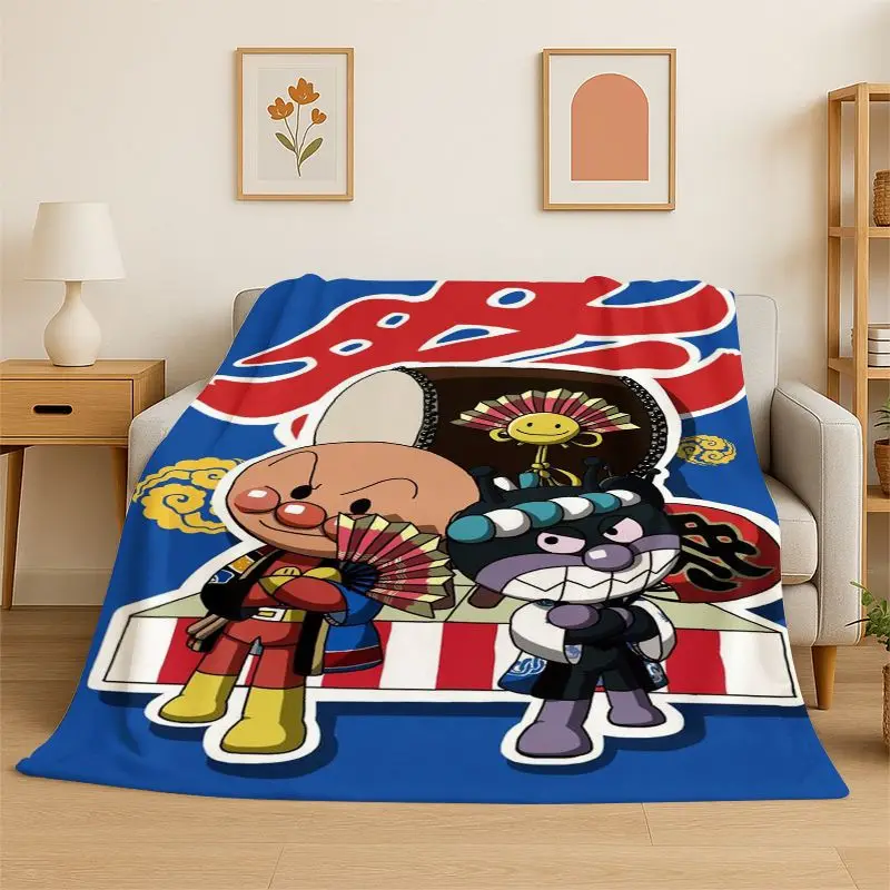 Retro Brave Anpanman Cartoon Flannel Blanket Soft Warm Throw Blanket for Bedroom Living Room Bed Travel office Picnic Fest Gift