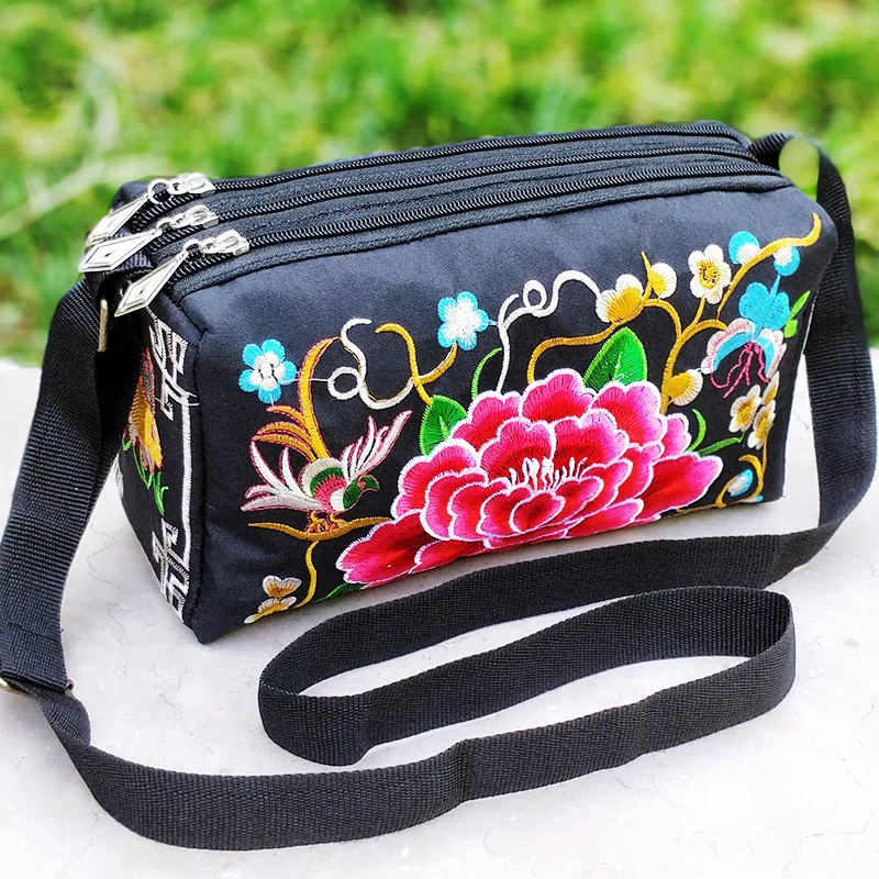 New Vintage Women Handbag Hmong Vintage Tote Messenger Hippie Ethnic Shoulder Bag Embroidery Boho 2023