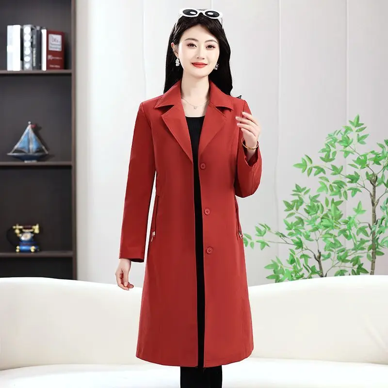معطف أمي أنيق للنساء متوسط الطول للخريف والشتاء ملابس خارجية من Ele ملابس نسائية في منتصف العمر