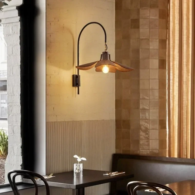 SANDYHA Ancient Linen Fabric Wall Lamp Retro Wall Decorative Light for Living Room Hallway LED Lighting Fixture Home Decoration