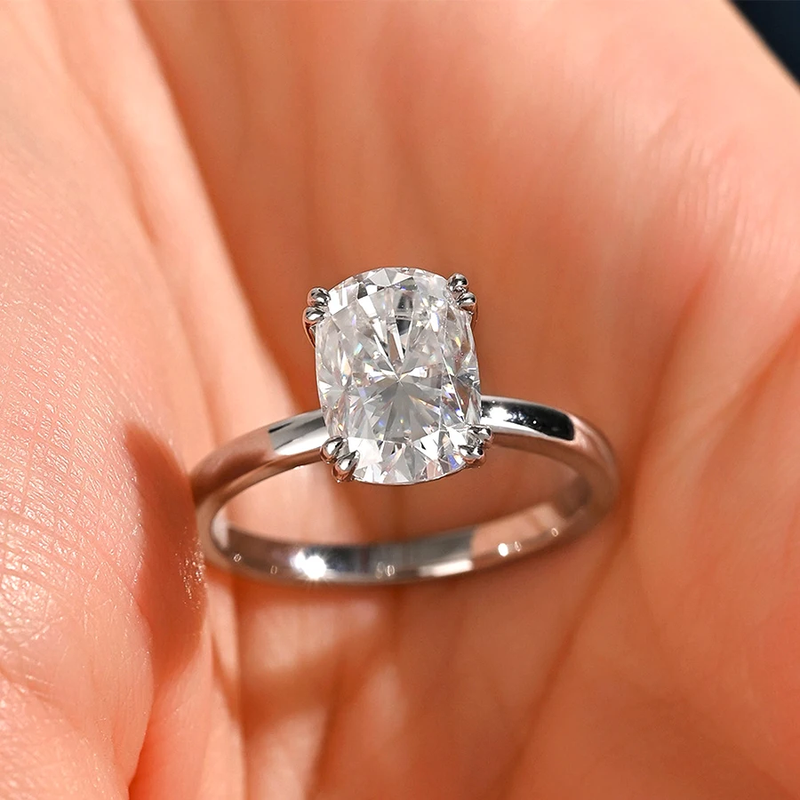 

BXINY 3CT Cushion Cut Moissanite Rings 925 Sterling Silver for Women Certified Solitaire Diamond Wedding Band Gifts Fine Jewelry