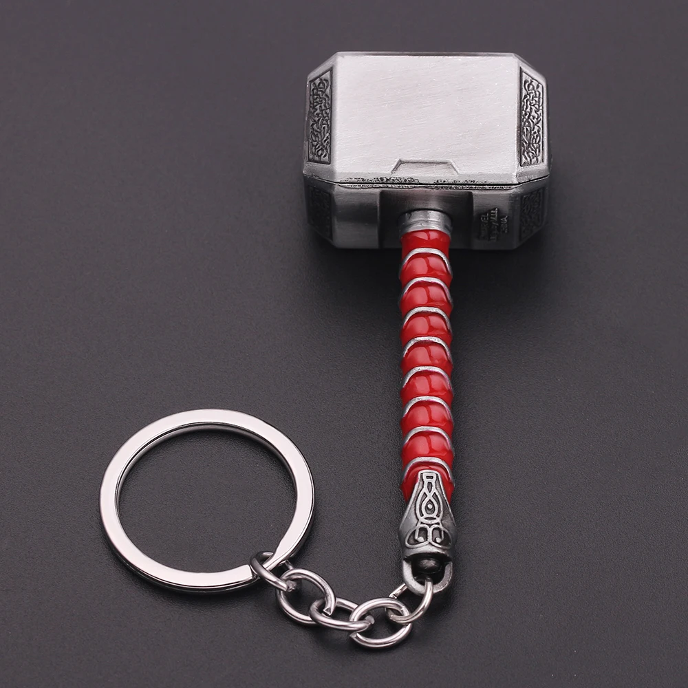 2023 Marvel The Avengers Thor Hammer Metal Key Chain Keyring Men Women Key Holder Car Keychain Accessories Toys Gift