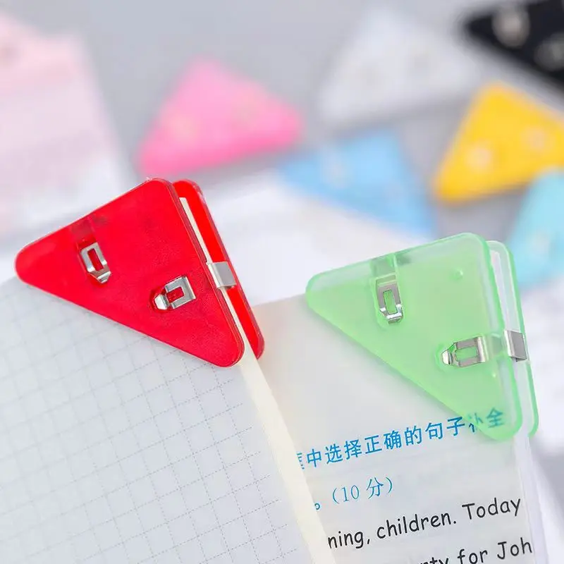 5pcs Mini Color Corner Clips Set Transparent & Solid Colorful Page Holder Paper Clip Clamp File Index Photo Office Schoo