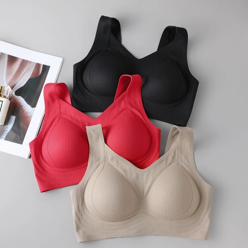 Birdtree, Lining Silk Blended Bra, Women's Wireless Underwear, Soft Full Cup Breathable Bralette, 2026 Autumn New S6O606JF