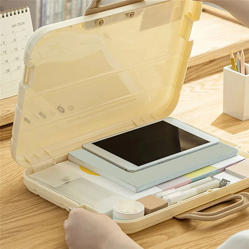 

TA-A4 Plastic File Folder With Lock Handle Portable Box File Waterproof Filing Supplies Multi-Purpose Document Bag