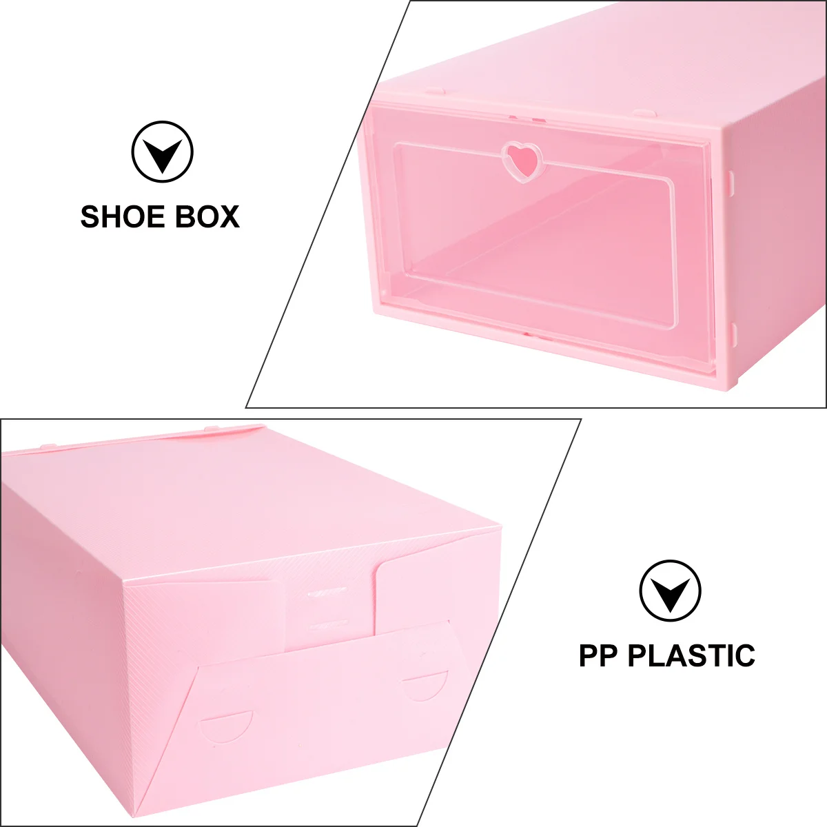 

6pcs Clamshell Transparent Shoe Boxes Large Capacity Plastic Storage Organizer Waterproof Stackable Visual Window
