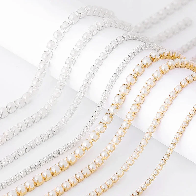 25Cm Kim Loại Dây Đính Ngọc Trai Vàng Bạc Móng Dòng Acrylic Dán Lột Bóng DIY Dụng Cụ Làm Móng Tay Nghệ Thuật Trang Trí