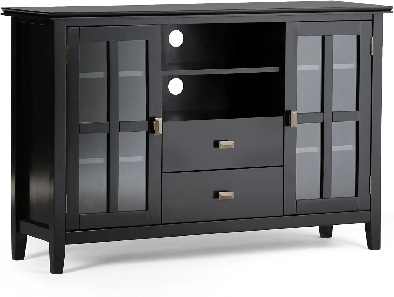 

Artisan SOLID WOOD 53 Inch Wide Transitional TV Media Stand in Black for TVs up to 60 Inches, For the Living Room