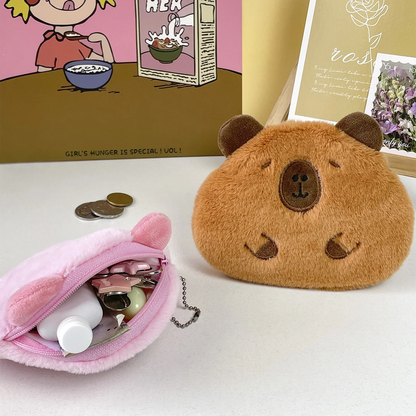 Cute capybara plush coin purse capibala storage bag doll red envelope girlfriend data pack ornament couple gifts