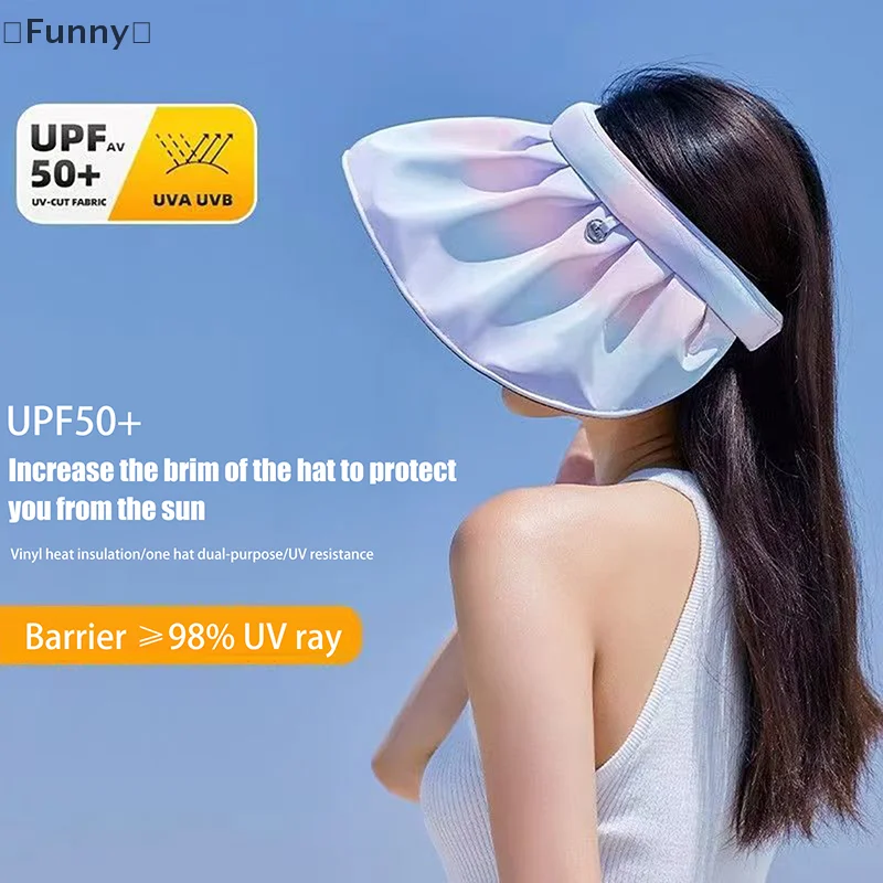 

〔Funny〕Summer Dual-use Headband Sun Hat Women Hollow Top Outdoor Travel Cap UV Protection Sea Beach Hat Wide Brim Visor Hat