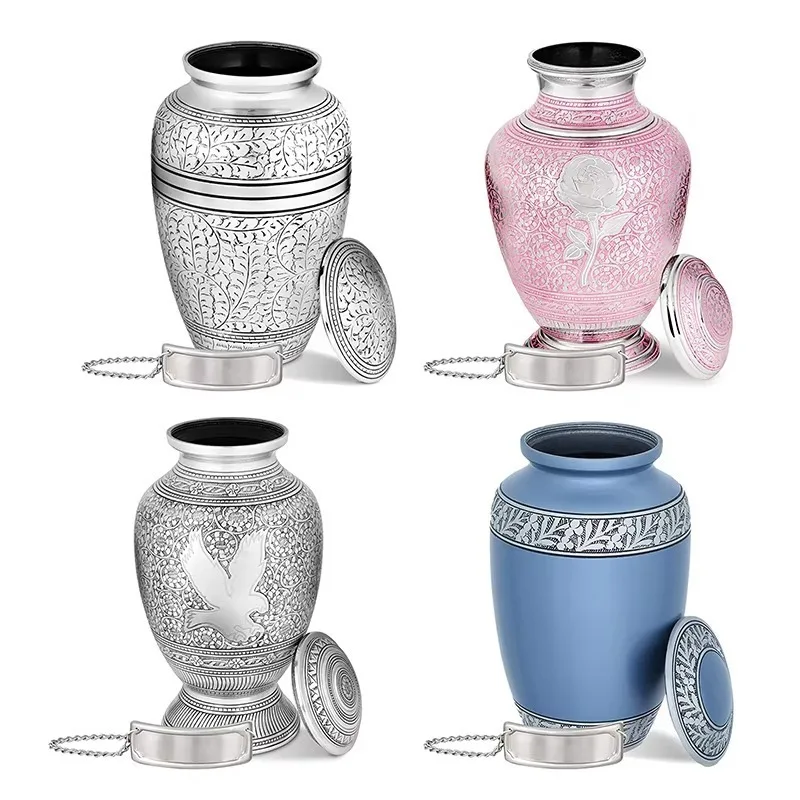 pet memorial Handcrafted Stainless Steel Memorials Decorative Urn for Human & Pet Ashes Adult Size Luxury Cremation Nametag Pewt