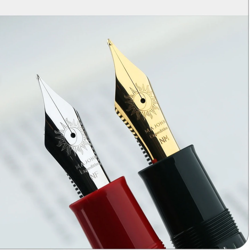 MAJOHN P141 Brass Piston Fountain Pen Metal  Engraving No. 8 40mm Long Knife Blade Nib Ink Absorbing Pen Writing Business Office