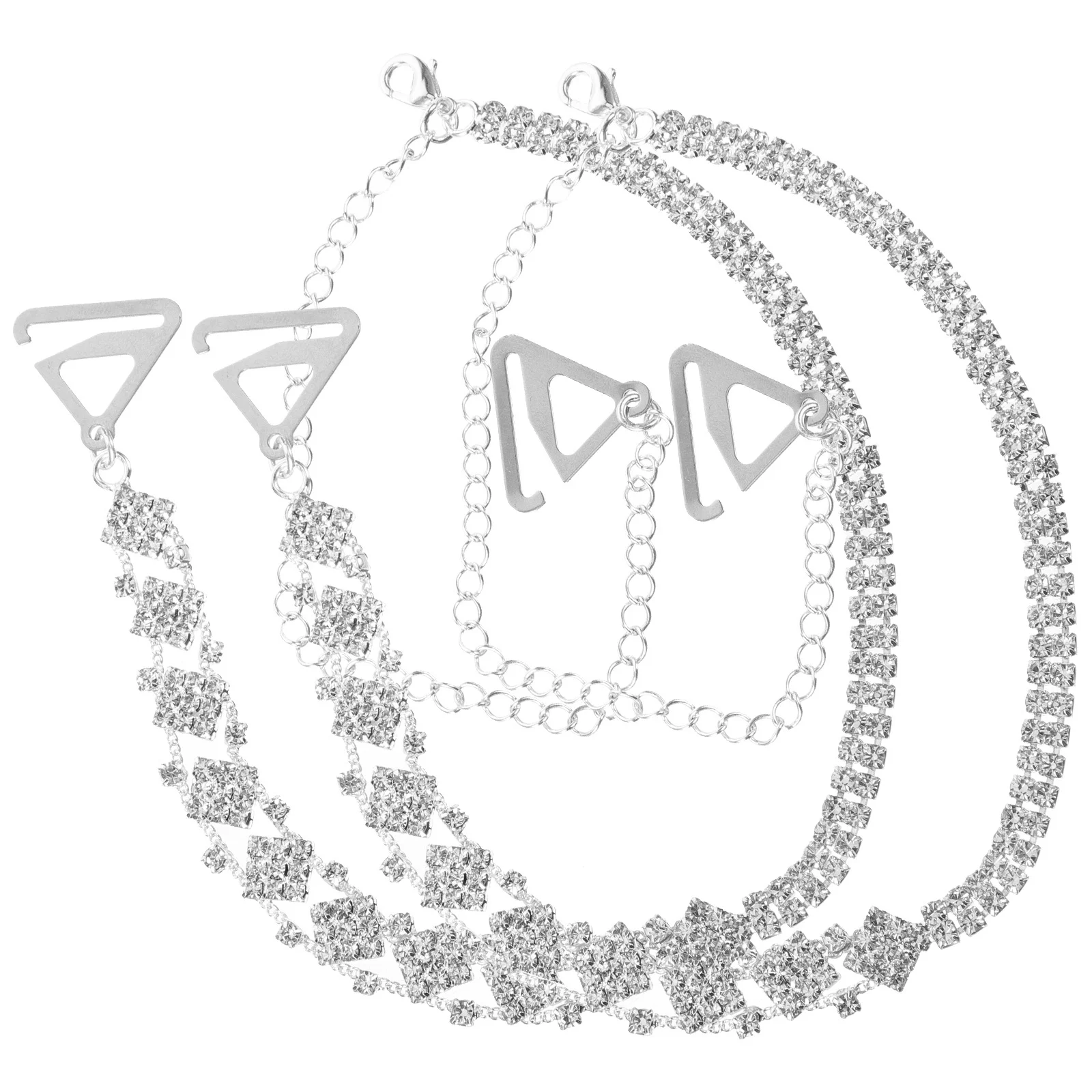 2 個のブラストラップラインストーン装飾金属取り外し可能な交換用ショルダーストラップストラップレスドレスパーティービーチアクセサリー用