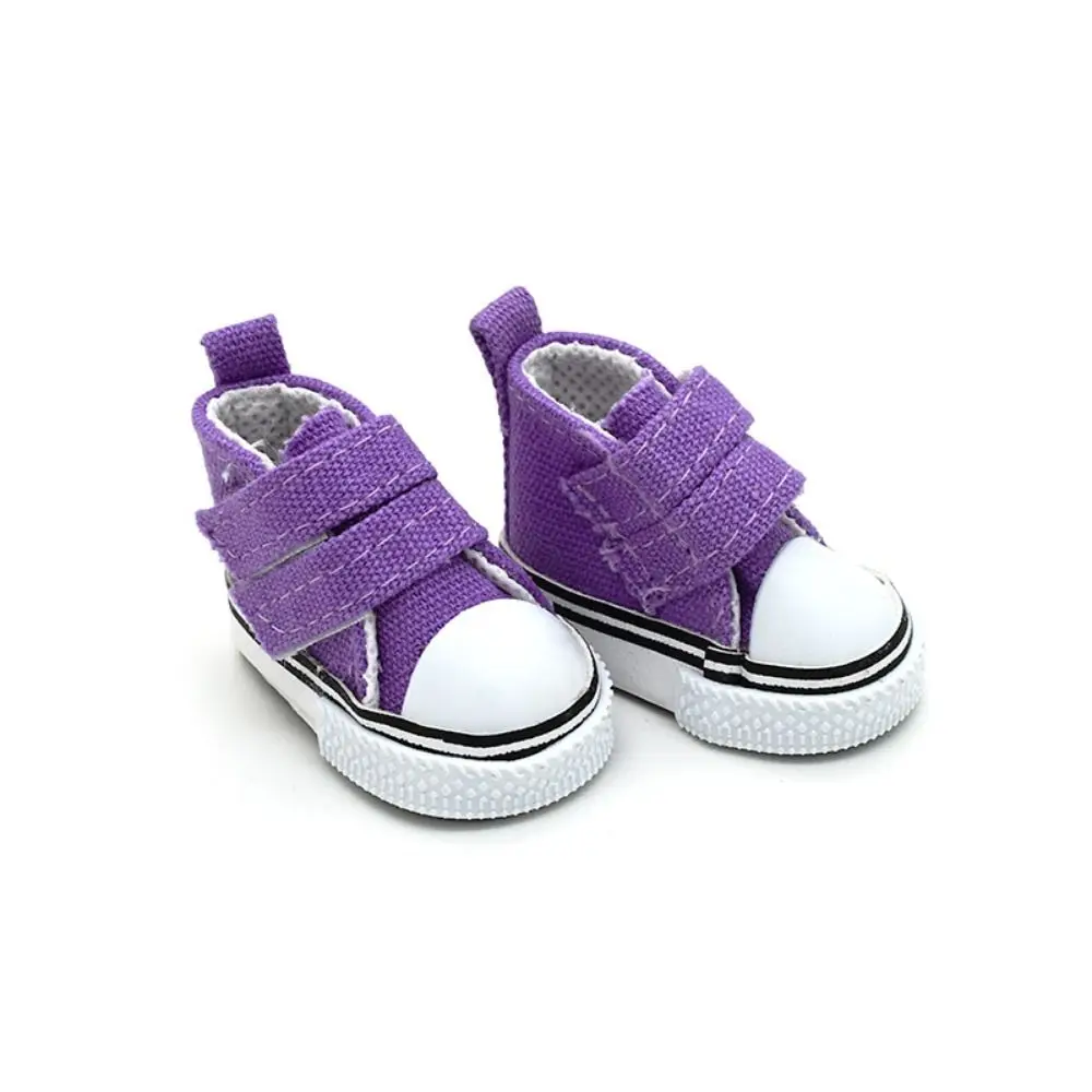 1 Pair 5cm Length Doll Canvas Shoes Mini Plimsolls 1/6 Scale Mini Sneakers Colorful High Top Doll Sneakers Children Toy