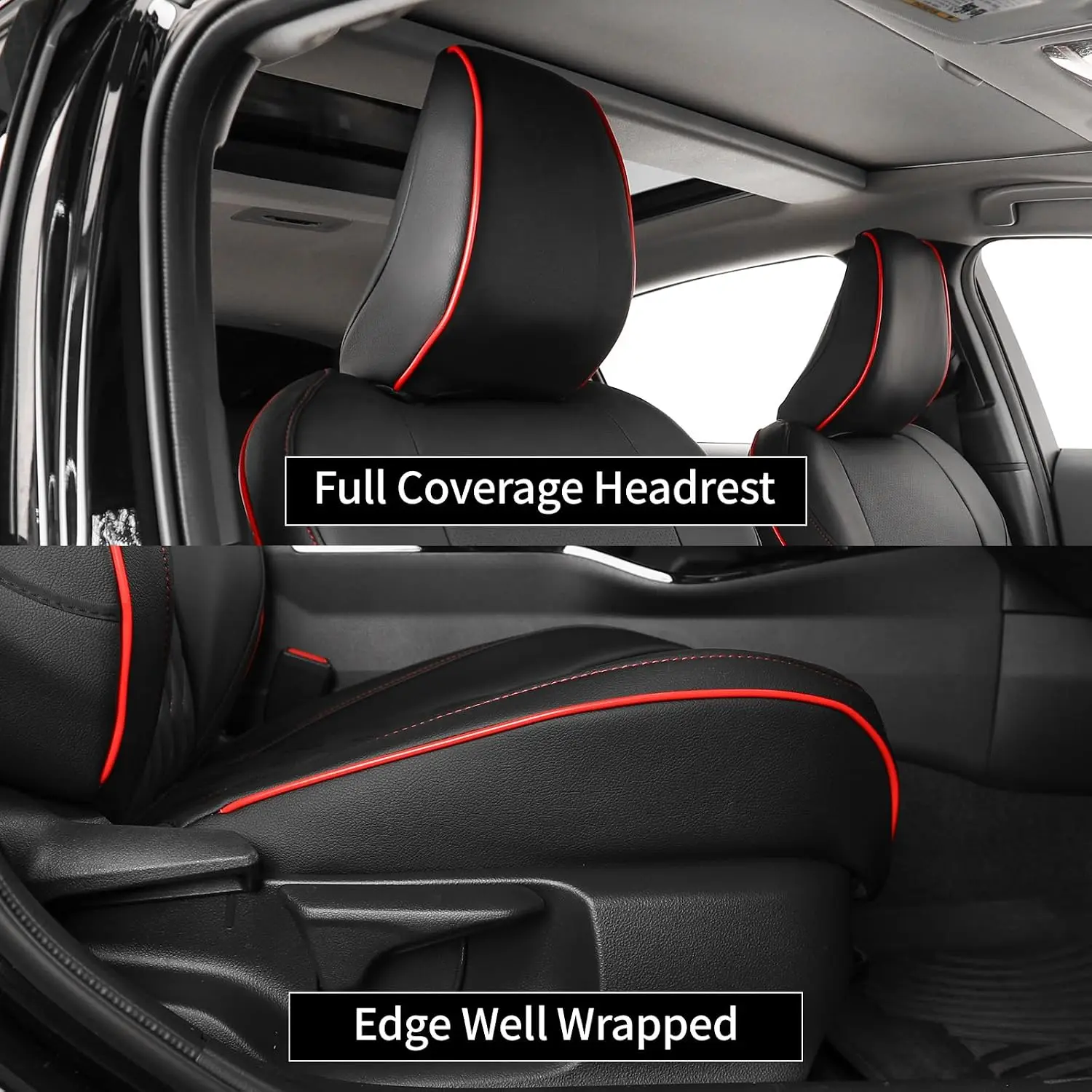 EKR Prius Custom Fit Car Seat Covers Leather Full Set For Toyota Prius/Prius Prime 2023 2024 2025 2026 LE/XLE/Limited/SE/XSE Etc Waterproof Leather Cushion Seat Protective Cover