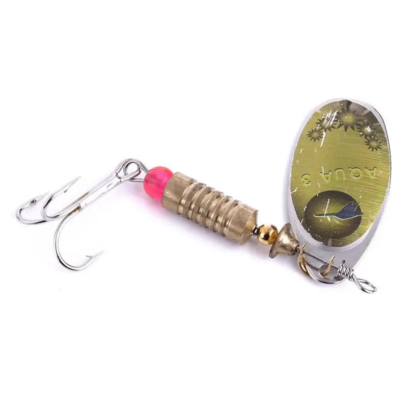 6.7cm/7.3g Artificial Gold / Silver Spoon Lure Metal Spinner Fishing Lures Pesca Fishing Tackle Spinner Bait 4# Hook