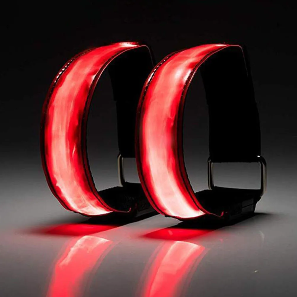 

2 Pcs LED Light up Armband Strap Reflective Glowing Bracelets Night Running Wristbands