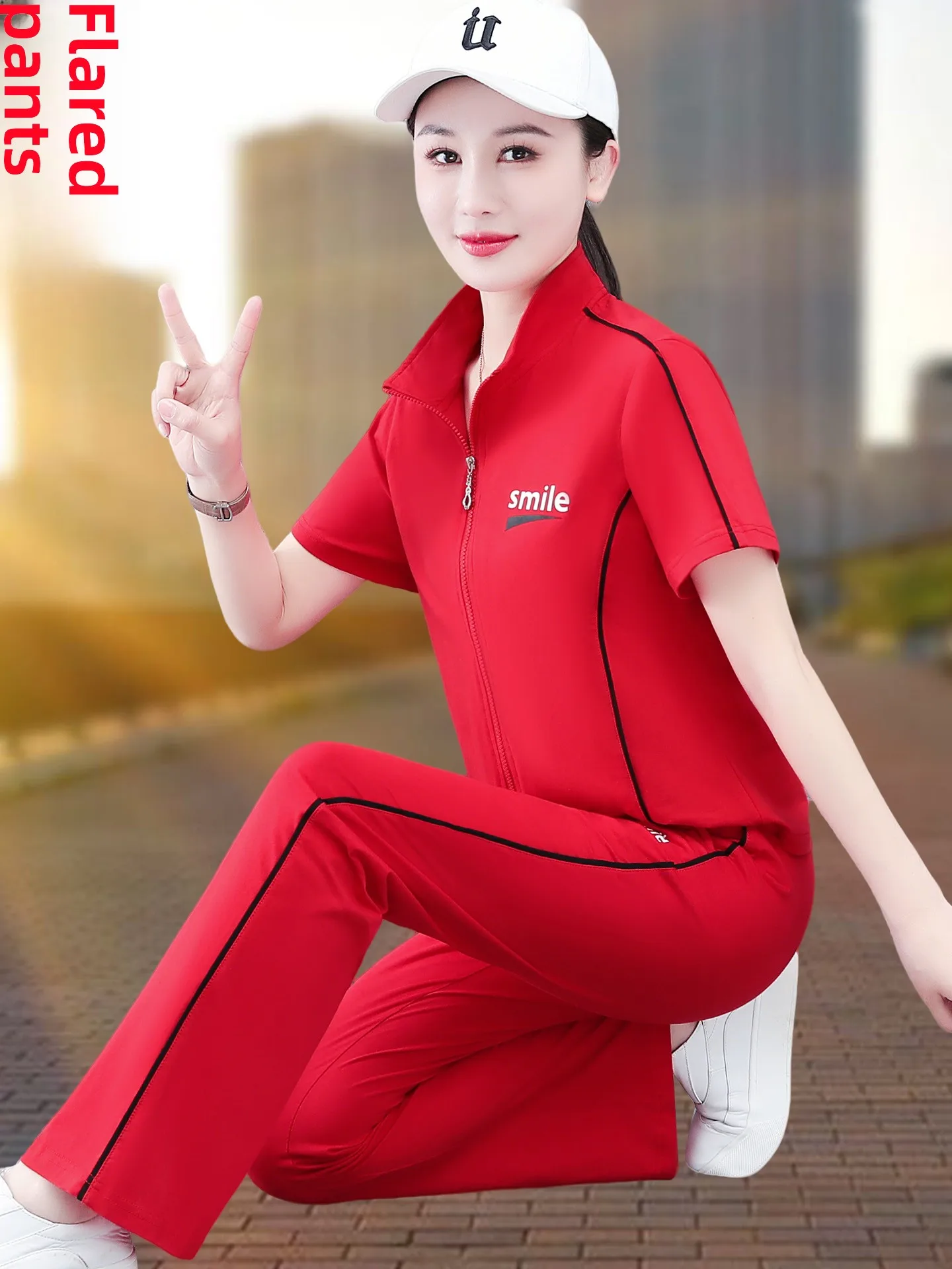 

Pure Cotton Sportswear Dance Costume Women's Micro Flare Set Fitn up Performance Casual Sportswear Two-Piece Suit