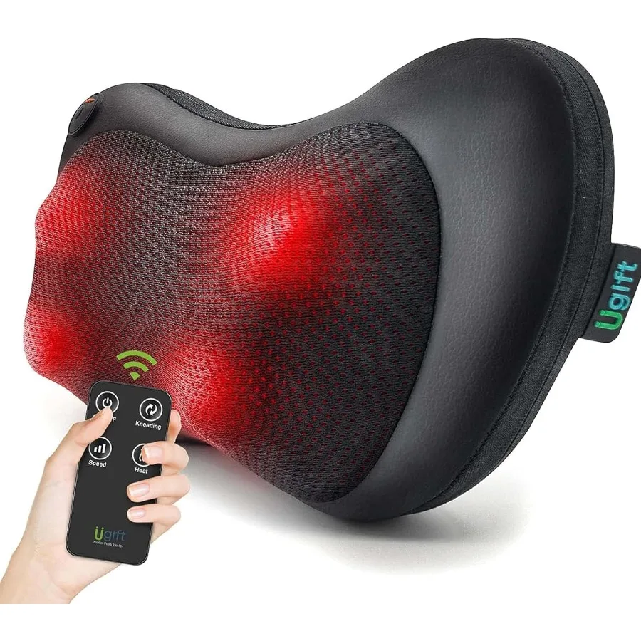 

Подушка-массажер для спины с дистанционным управлением для домашнего автомобиля, офиса, массажер для глубоких тканей для шеи с подогревом и шиацу, разминающий Techn