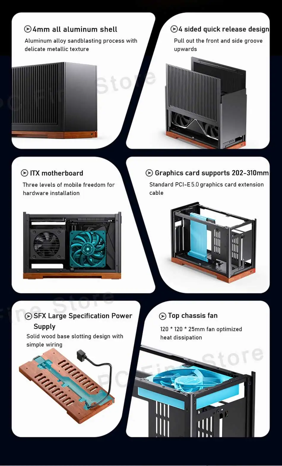 Jonsbo t9 mini itx desktop case suporta placas-mãe itx/chassis de
