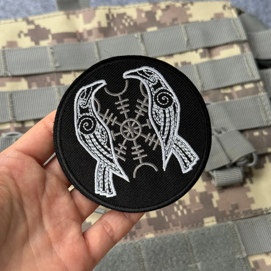 Parche táctico bordado Viking Two Crows de velcro para ropa - imagen 5