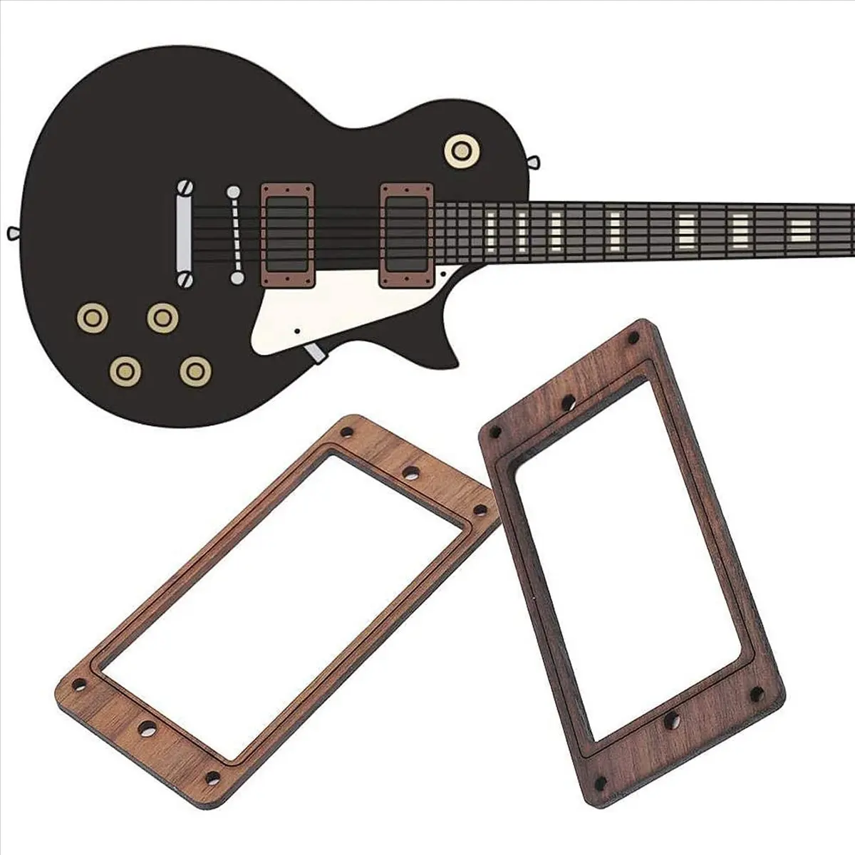 Carefree- 4Pcs Electric Guitars Wooden Humbucker Guitar Pickup Frame Pickup Mounting Ring