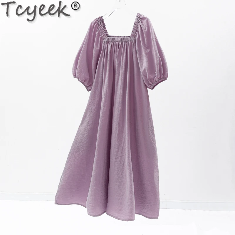 

Tcyeek 76% Mulberry Silk Dresses for Women Sweet Mini Dress Summer Clothes Chic and Elegant Woman Dress 2024 Vestido Feminino