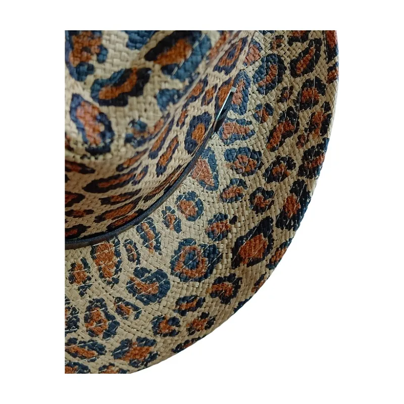 NEW Cowboy Hat Leopard print British Trilby straw hat Fedora Breathable Beach Sun Hat Handwoven Straw Panama hat Cuban