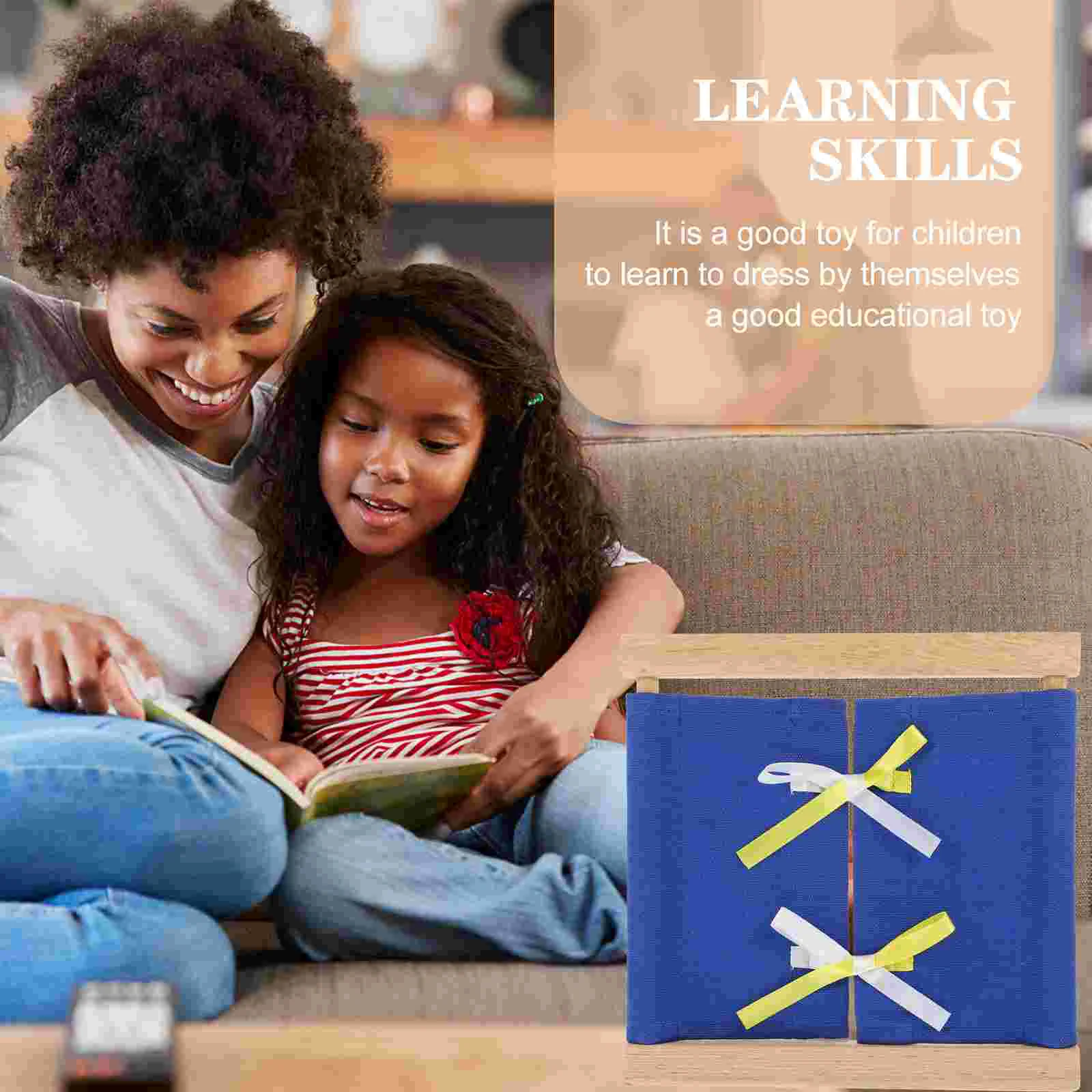 Dressing-Übungs-Lehrmittel für Kinder, Knopf-Krawatte, Vorschule, sensorisches Beschäftigungsbrett, Lernspielzeug aus Holz, Lernen Sie, kleine Hände zu kleiden