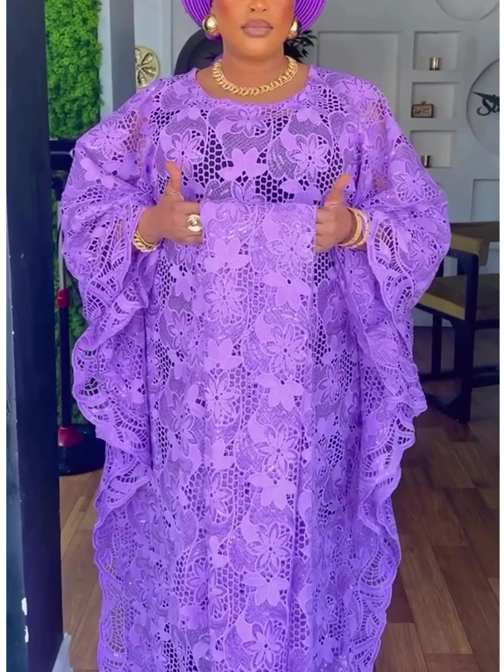 Elegant African Dresses for Women Muslim Fashion Boubou Abayas Robe Dashiki Ankara Lace Outfits Evening Gown Kaftan Maxi Dress image 4