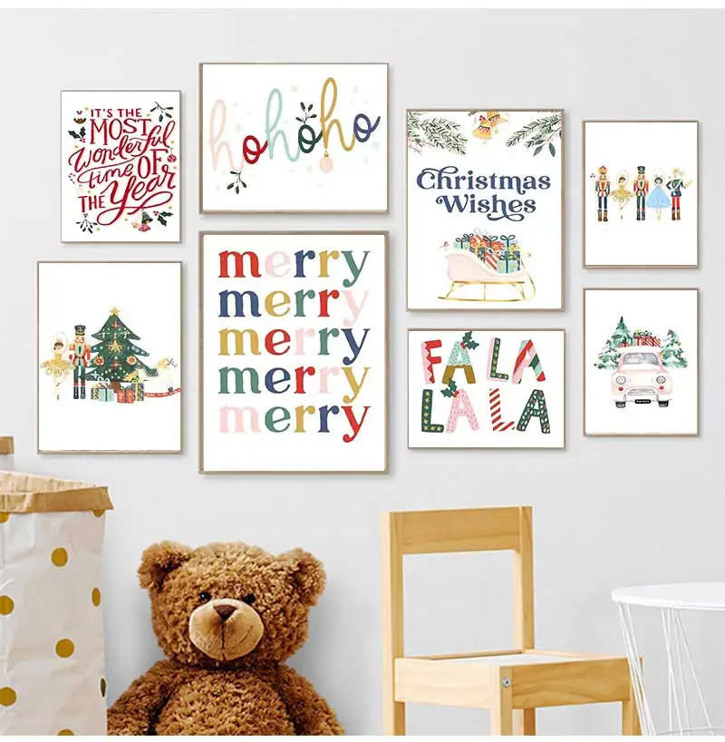 Happy Nutcracker Picture Decoration Christmas Gift Wall Art Oil Painting Nordic Posters and Prints Children\'s Room Decoration