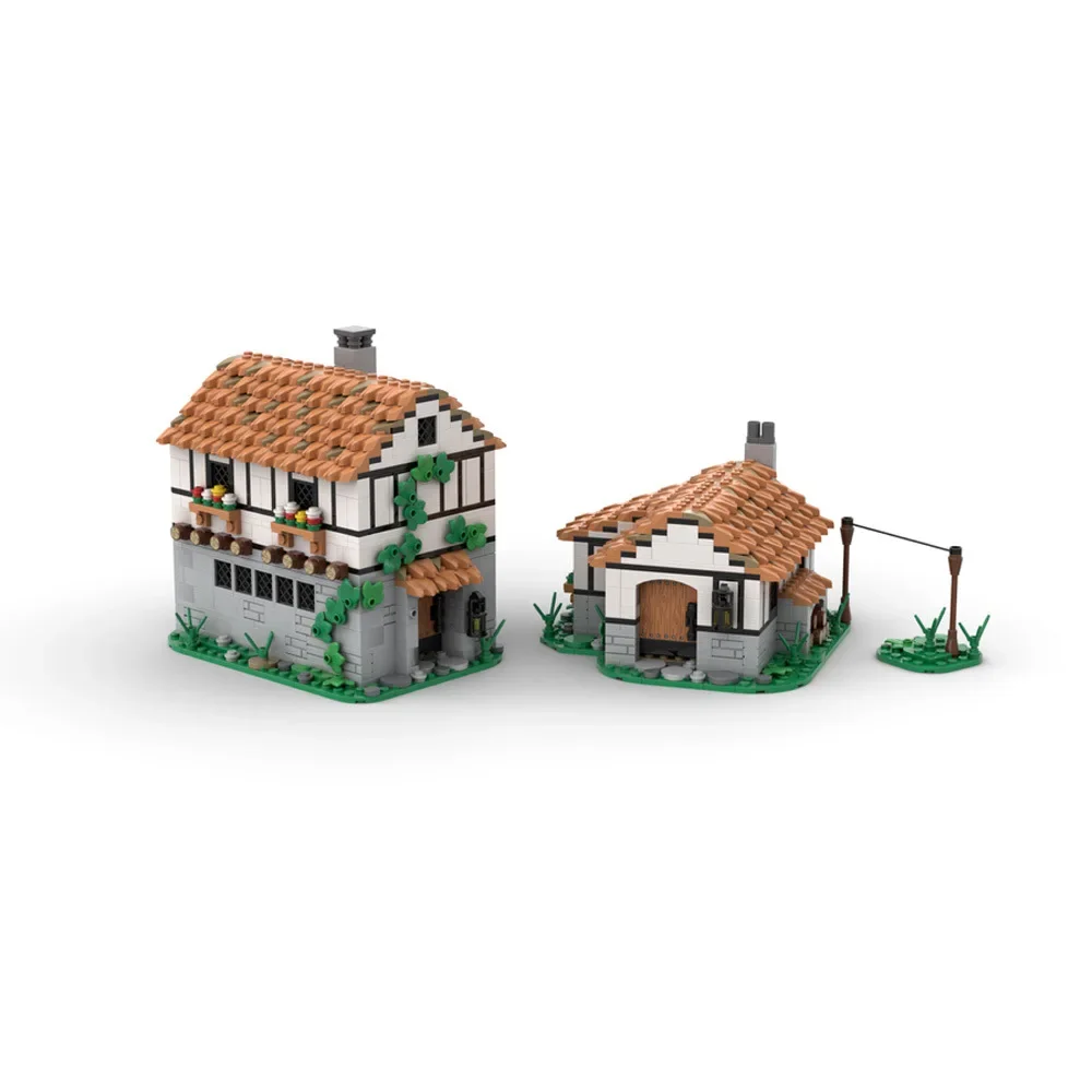 MOC Eeuw Cottage Kasteel Tavern Modulair Model Bouwstenen Middeleeuwse Viking Stijl Bakstenen Tavern Cottage Puzzel Speelgoed Kid Gift