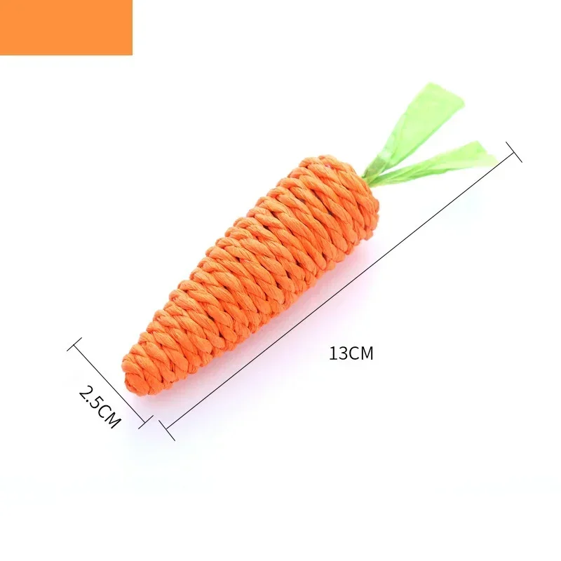 Safe Funny Soft Handmade Woven Paper Rope Carrot Cat Toy Squeaky Molar Stick Self Play Relief Teaser Toy for Kitten Pet Supplies - view 6