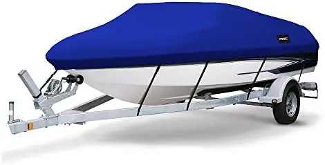 

Heavy Duty Oxford Polyester Boat Cover for V-Hull, Tri-Hull, Runabout (17'-19', Pacific Blue)