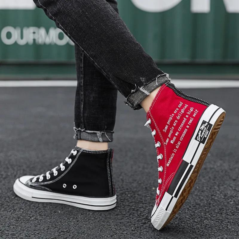 Vulcan Shoes Boys Sport Shoes High Top Canvas Sneakers Men Designer Unisex Sneakers Flat Casual School Shoes Man Fashion